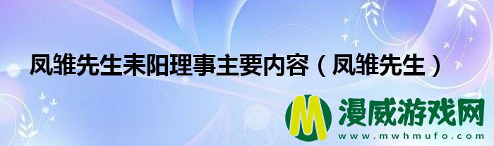 凤雏先生耒阳理事主要内容（凤雏先生）