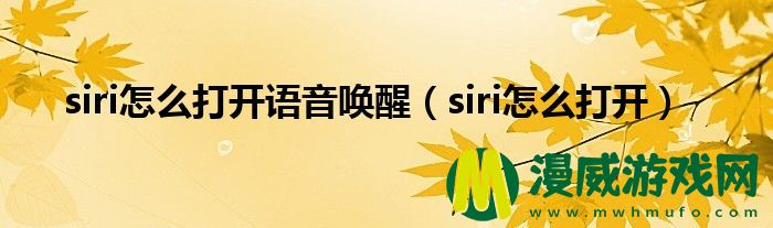 siri怎么打开语音唤醒（siri怎么打开）