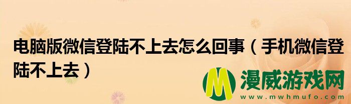 电脑版微信登陆不上去怎么回事