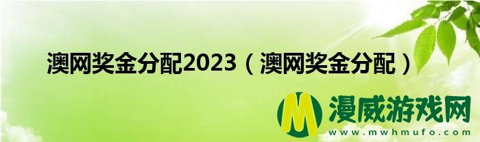 澳网奖金分配2023