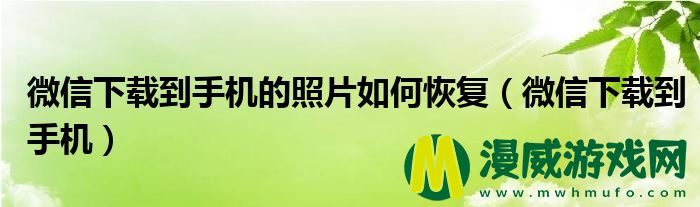 微信下载到手机的照片如何恢复