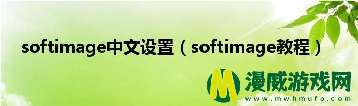 softimage中文设置（softimage教程）