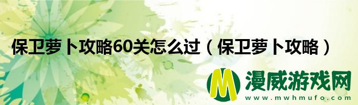 保卫萝卜攻略60关怎么过（保卫萝卜攻略）