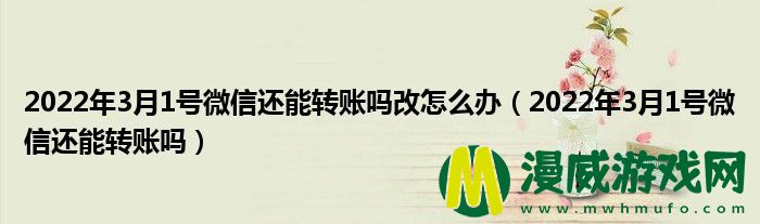 2022年3月1号微信还能转账吗改怎么办