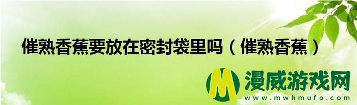 催熟香蕉要放在密封袋里吗