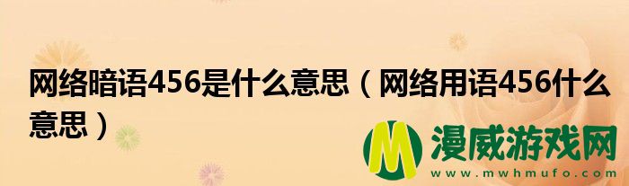 网络暗语456是什么意思（网络用语456什么意思）