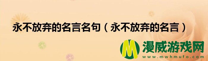 永不放弃的名言名句（永不放弃的名言）