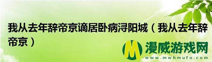 我从去年辞帝京谪居卧病浔阳城（我从去年辞帝京）