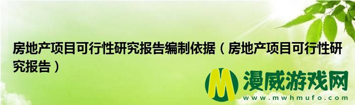 房地产项目可行性研究报告编制依据（房地产项目可行性研究报告）