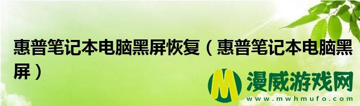 惠普笔记本电脑黑屏恢复