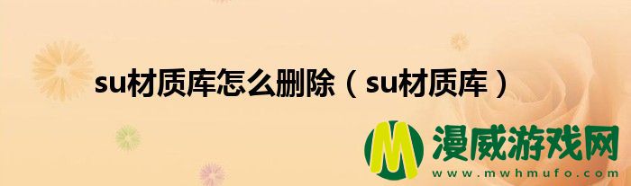 su材质库怎么删除（su材质库）