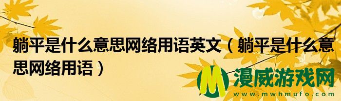 躺平是什么意思网络用语英文（躺平是什么意思网络用语）