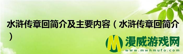 水浒传章回简介及主要内容（水浒传章回简介）