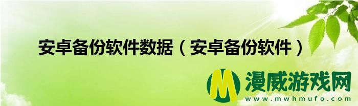 安卓备份软件数据（安卓备份软件）