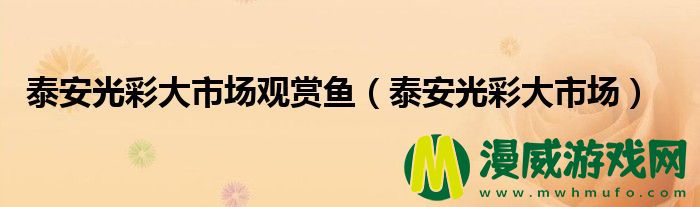 泰安光彩大市场观赏鱼（泰安光彩大市场）