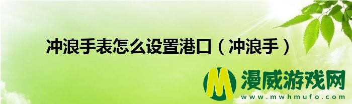 冲浪手表怎么设置港口（冲浪手）