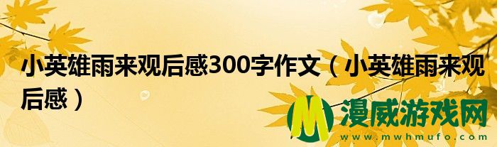 小英雄雨来观后感300字作文